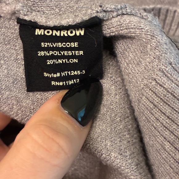 Monrow Heather Gray Sweater with Black Stripe Sleeves | Size S - Picture 3 of 3